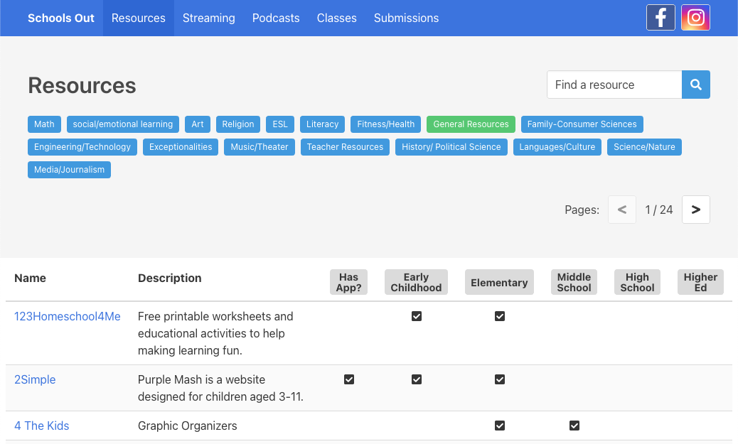 schoolsoutindefinitely.com screenshot